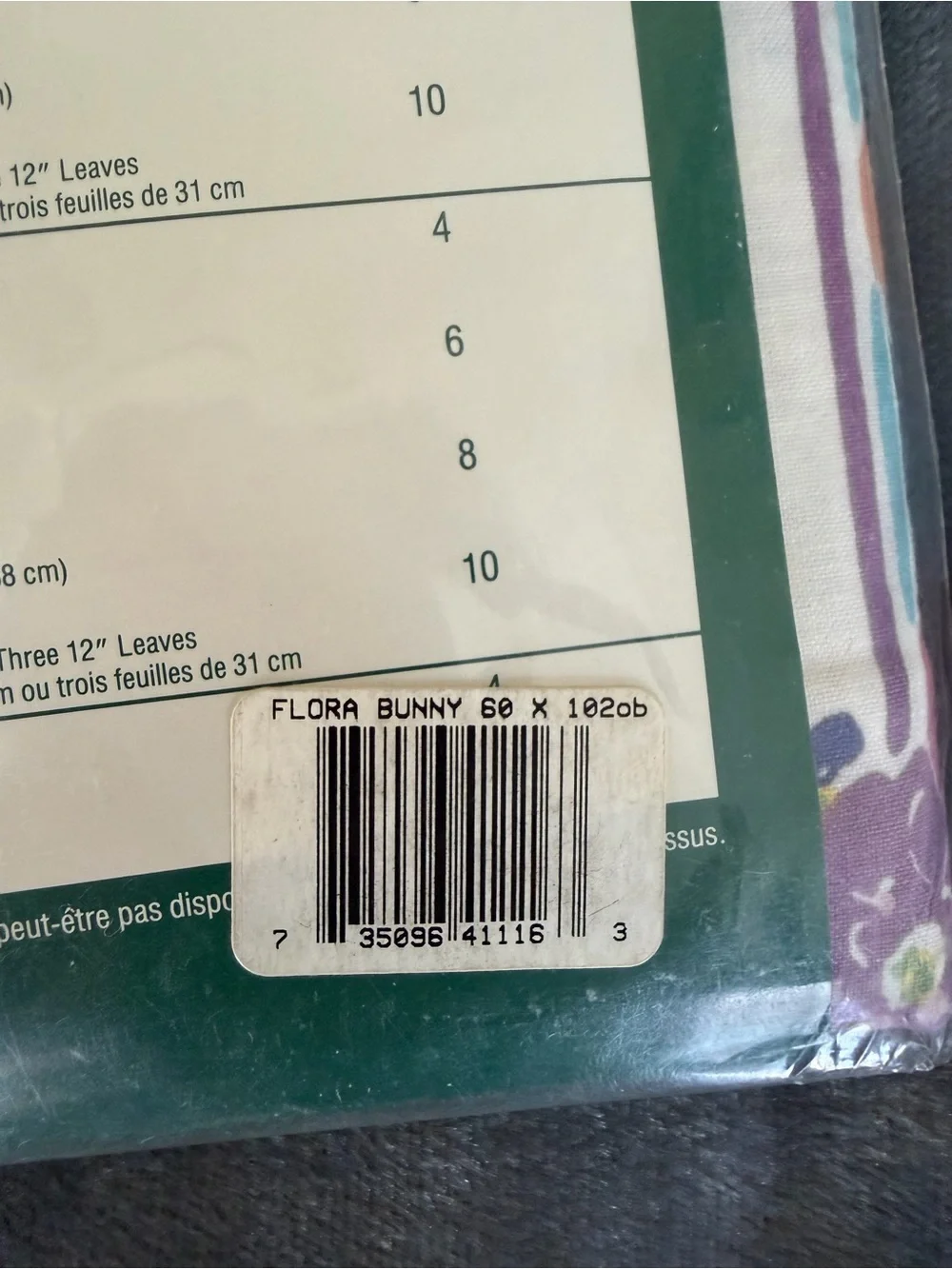 NWT Royal Linens Easter Tablecloth Floral Cotton Bunny Purple Green 60x102